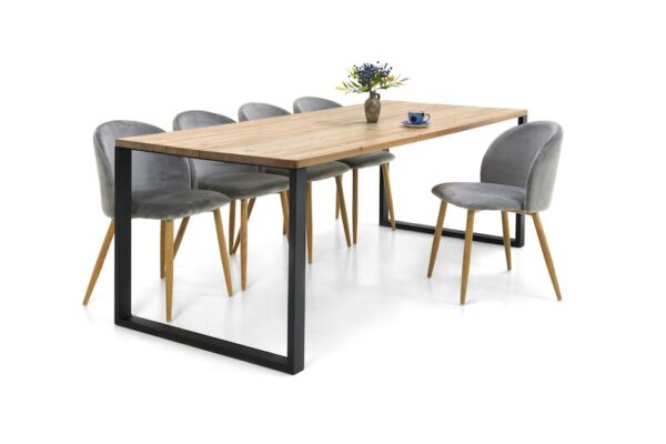 Söögilaud Edna 90x220 cm, metalljalgadega (mänd) - Image 13